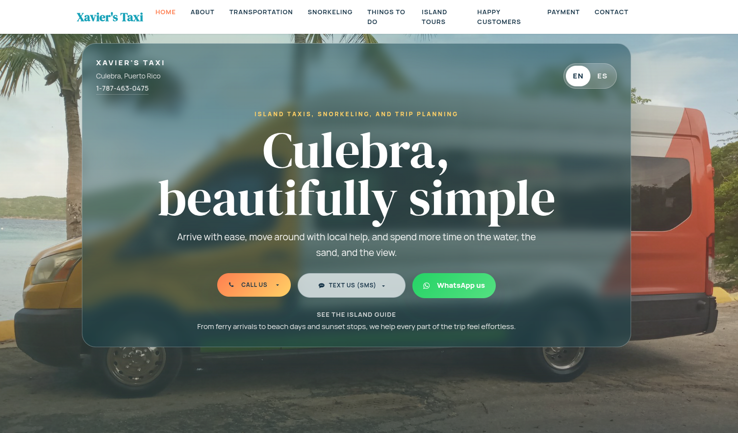 Taxi transportation platform and booking page screenshot