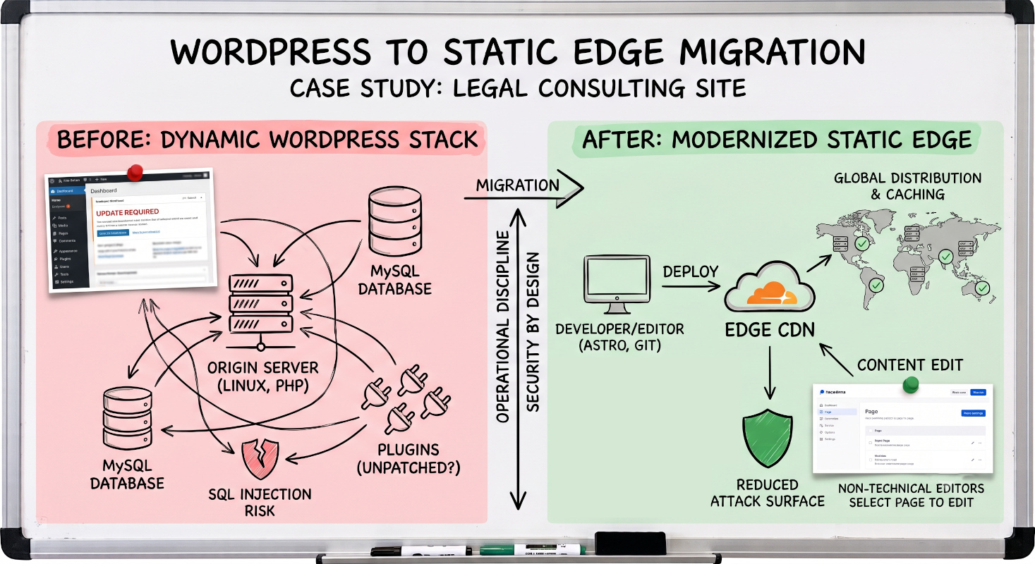 WordPress to Static Edge Migration Diagram
